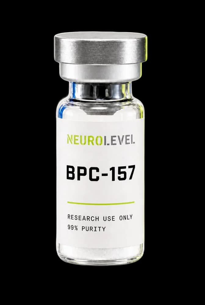 Neurolevel BPC-157 research vial, lyophilized powder, applied printed label