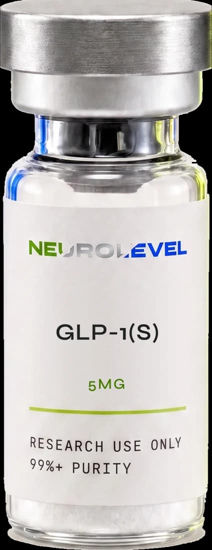 Neurolevel GLP-1(S) research vial, lyophilized powder, applied printed label