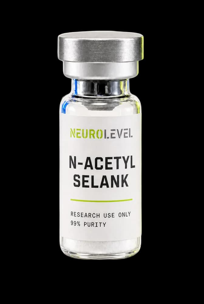 Neurolevel N-Acetyl Selank research vial, lyophilized powder, applied printed label